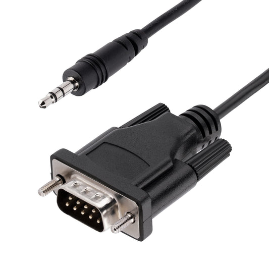 StarTech 3ft (1m) DB9 to 3.5mm Serial Cable for Serial Device Configuration, RS232 DB9 Male to 3.5mm Cable Used for Calibrating Projectors, Digital Signage, TVs via Audio Jack