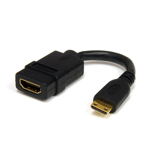 StarTech5in Mini HDMI to HDMI Adapter - 4K High Speed HDMI Adapter - 4K 30Hz Ultra HD High Speed HDMI Adapter - HDMI 1.4 - Gold Plated Connectors - UHD Mini HDMI Adapter 4K - Black