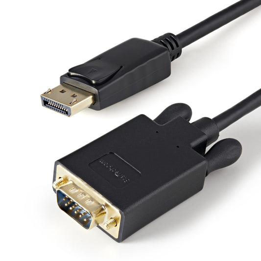 StarTech 3ft (1m) DisplayPort to VGA Cable - Active DisplayPort to VGA Adapter Cable - 1080p Video - DP to VGA Monitor Cable - DP 1.2 to VGA Converter - Latching DP Connector