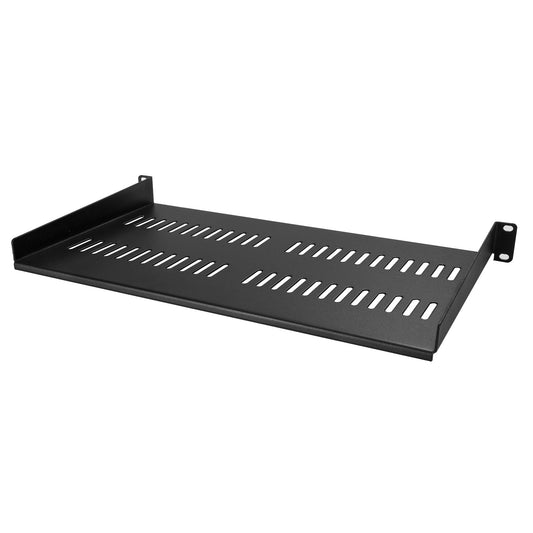 StarTech 1U Server Rack Shelf - Universal Vented Rack Mount Cantilever Tray for 19" Network Equipment Rack & Cabinet - Heavy Duty Steel - Weight Capacity 44lb/20kg - 10" Deep Shelf, Black