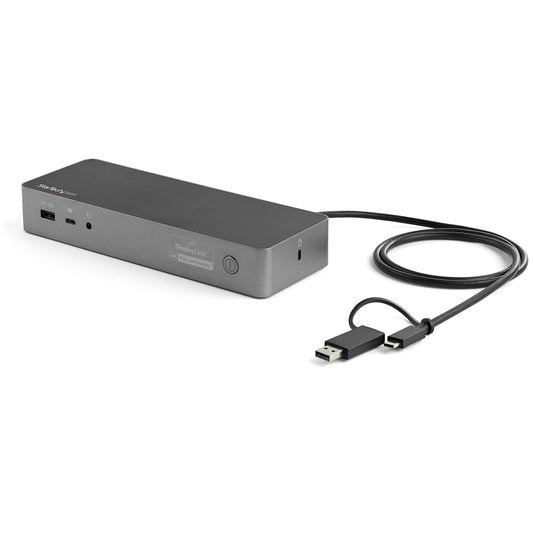 StarTech Universal Laptop Docking Station, Hybrid USB-C & USB-A Dock, Dual 4K DP & HDMI, 100W PD, Mac / Windows / Chrome OS, 4x USB 5Gbps Hub, GbE