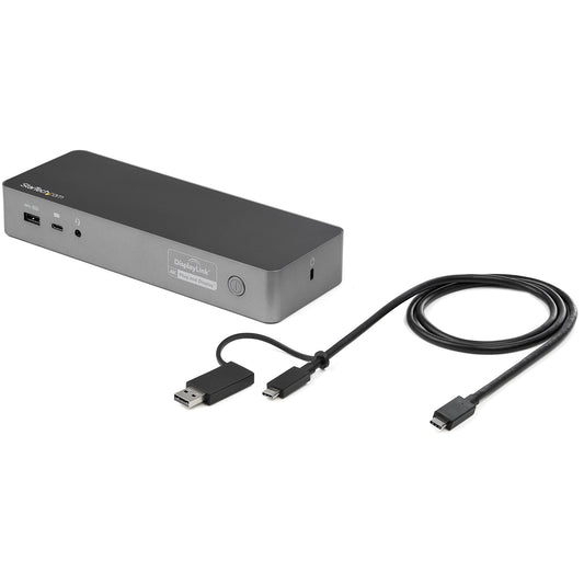 StarTech Universal Laptop Docking Station, Hybrid USB-C & USB-A Dock, Dual 4K DP & HDMI, 60W PD, Mac / Windows / Chrome OS, 4x USB 5Gbps Hub, GbE