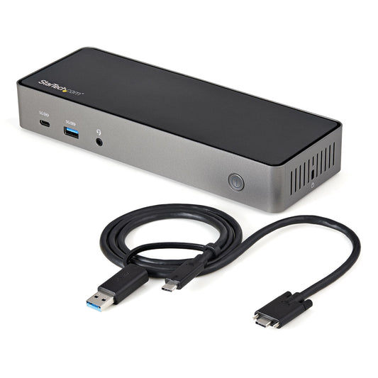 StarTechUSB-C & USB-A Dock - Hybrid Universal Triple Monitor Laptop Docking Station w/ DisplayPort & HDMI 4K 60Hz - 85W Power Delivery, 6x USB Hub, GbE, Audio - USB 3.1 Gen 2 10Gbps