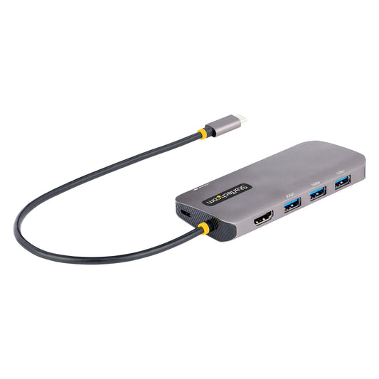 StarTech USB C Multiport Adapter, 4K 60Hz HDMI Video, 3 Port 5Gbps USB Hub, 100W Power Delivery Pass-Through, GbE, 12"/30cm Cable, Mini Travel Dock, Laptop Docking Station