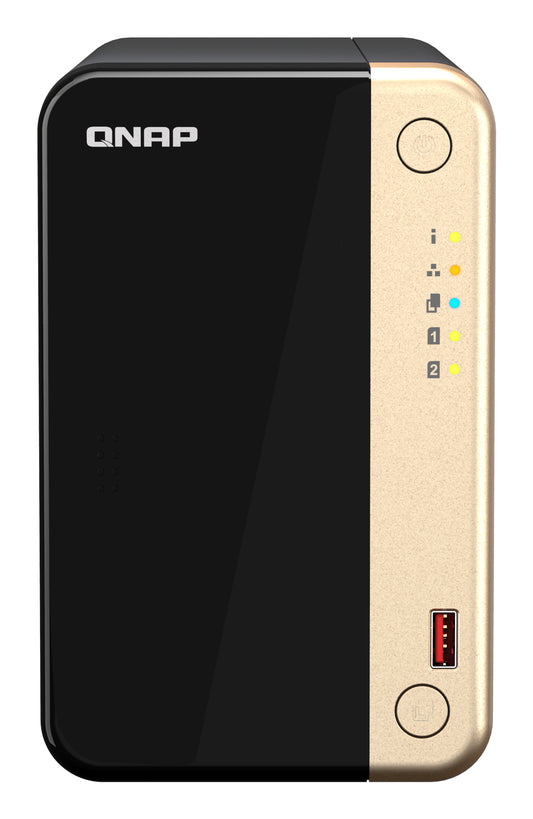 QNAP TS-264 NAS Tower Intel® Celeron® N5095 8 GB 0 TB QNAP QTS Black, Gold