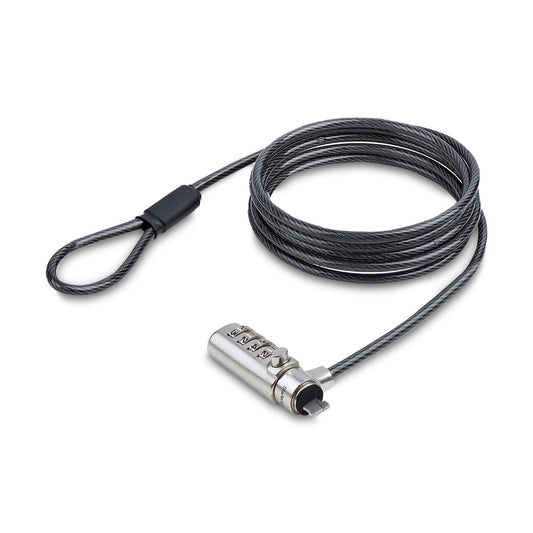 StarTechSlim Lock Nano Slot Compatible, 6.6ft (2m) Locking Cable, Desk Anti-Theft Security For Laptop/Notebook Computer, Cut-Resistant Steel Cable, 4-Digit Lock