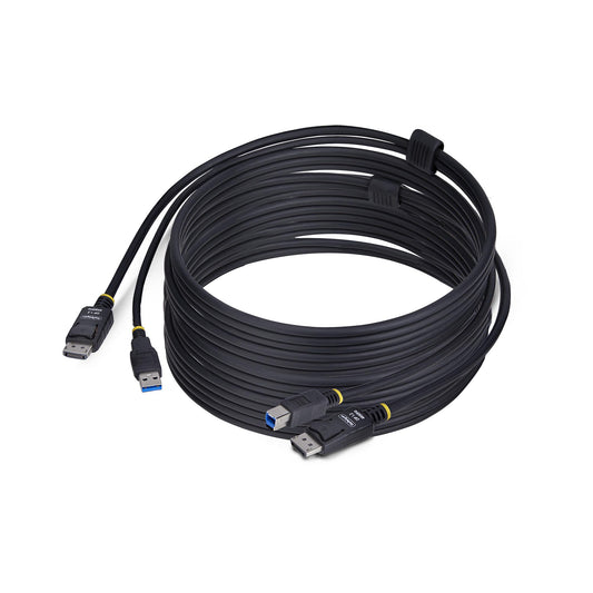 StarTech10ft (3m) DisplayPort and USB 5Gbps KVM Cable, 4K 60Hz, Universally Compatible DP 1.2/USB 3.0 Combo Cable for KVM Switches