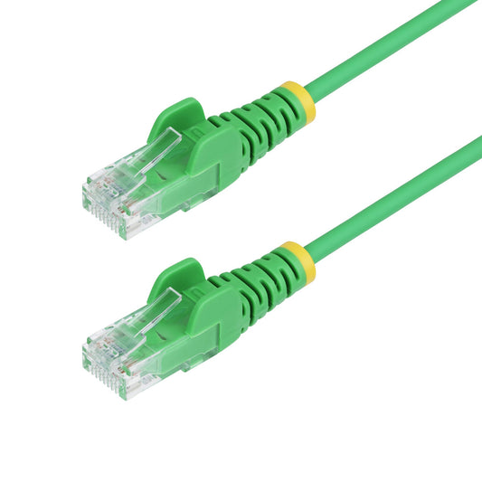 StarTech1.5m Green Slim CAT6 Ethernet Cable, Snagless, 100W PoE, UTP, LSZH, 28AWG Pure Bare Copper Wire, Slim RJ45 Network Patch Cord w/Strain Reliefs, Fluke Tested