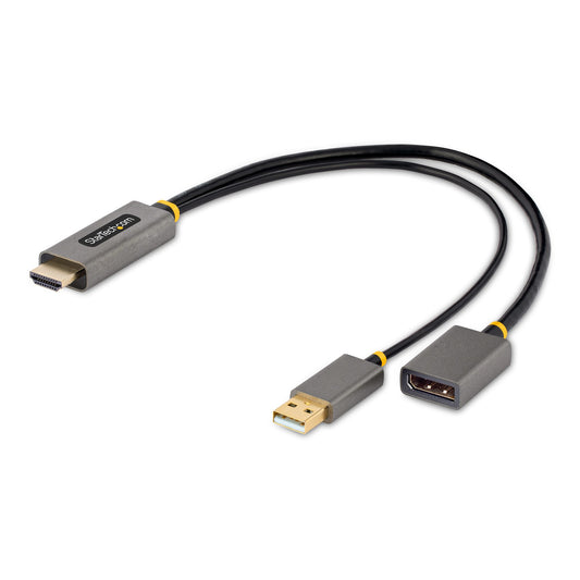 StarTech 1ft (30cm) HDMI to DisplayPort Adapter Cable, Active 4K 60Hz HDMI 2.0 to DP 1.2 Converter, HDR, USB Bus Powered, HDMI Source to DisplayPort Monitor for Laptops/PC