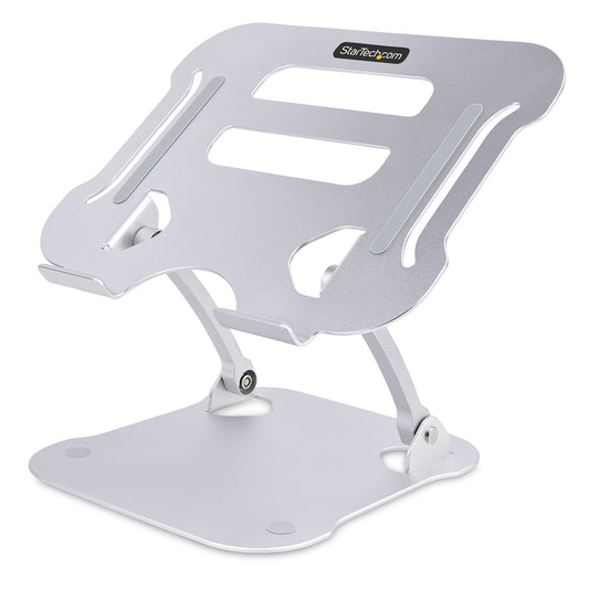 StarTech Laptop Stand for Desk, Ergonomic Laptop Stand Adjustable Height, Aluminum, Portable, Supports up to 22lb (10kg), Foldable Laptop Holder for Desk - Angled Notebook Computer Riser/Lift