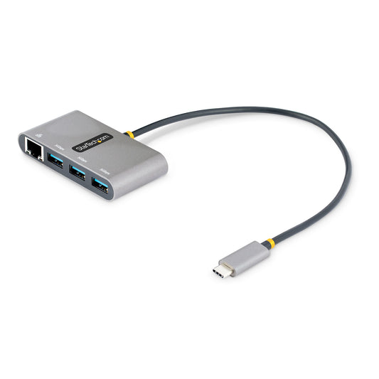 StarTech 3-Port USB-C Hub with Ethernet - 3x USB-A - Gigabit Ethernet - USB 3.0 5Gbps - Bus-Powered - 1ft/30cm Long USB Type-C Host Cable - GbE - Portable USB-C to USB-A Hub