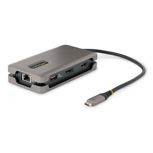 StarTech USB-C Multiport Adapter - 4K 60Hz HDMI/DP - 3-Port USB Hub - 100W Power Delivery Pass-Through - GbE - Travel Mini Docking Station w/ Charging - 1ft/30cm Wrap-Around Cable