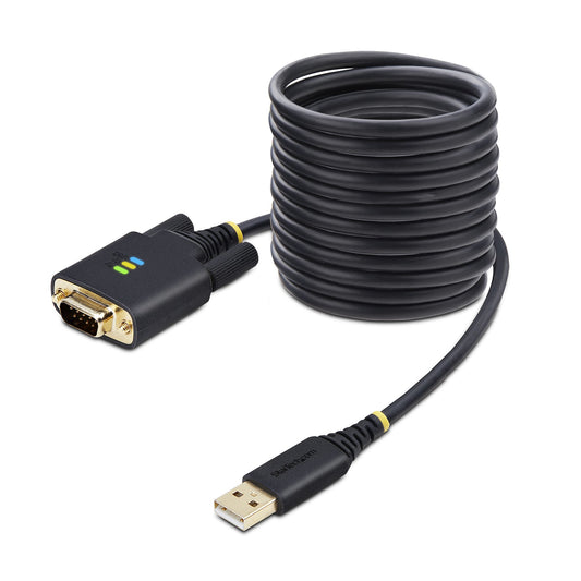 StarTech10ft (3m) USB to Serial Adapter Cable, COM Retention, Interchangeable Screws/Nuts, USB-A to DB9 RS232, FTDI IC, ESD Protection, Windows/macOS/Linux