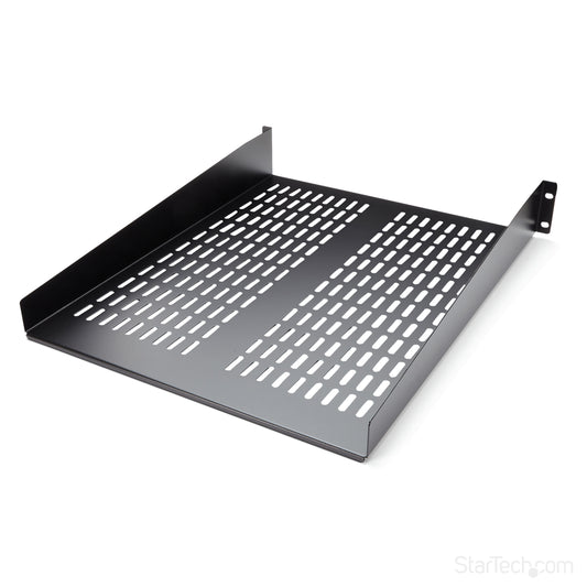 StarTech2U Server Rack Shelf - Universal Vented Rack Mount Cantilever Tray for 19" Network Equipment Rack & Cabinet - Heavy Duty Steel ‚Äì Weight Capacity 50lb/23kg - 22" Deep Shelf, Black