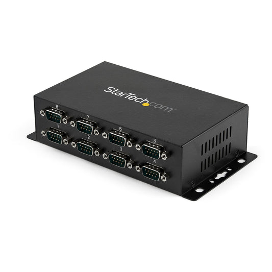 StarTech 8 Port USB to DB9 RS232 Serial Adapter Hub ‚Äì Industrial DIN Rail and Wall Mountable