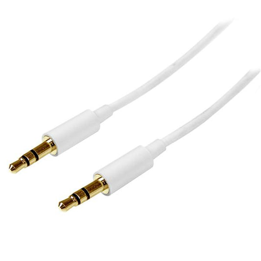 StarTech1m White Slim 3.5mm Stereo Audio Cable - Male to Male