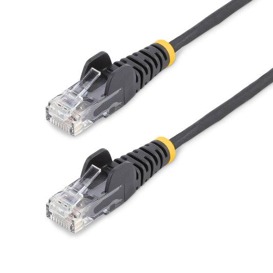StarTech7m Black Slim CAT6 Ethernet Cable, Snagless, 100W PoE, UTP, LSZH, 28AWG Pure Bare Copper Wire, Slim RJ45 Network Patch Cord w/Strain Reliefs, Fluke Tested