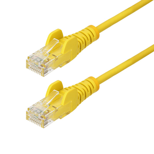 StarTech3m Yellow Slim CAT6 Ethernet Cable, Snagless, 100W PoE, UTP, LSZH, 28AWG Pure Bare Copper Wire, Slim RJ45 Network Patch Cord w/Strain Reliefs, Fluke Tested