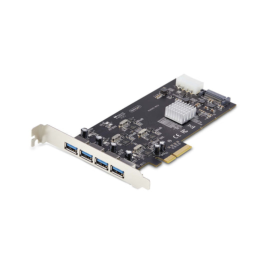 StarTech4-Port USB PCIe Card, USB 3.2 5Gbps, PCI Express Expansion Card with 4x Independent USB Controllers, 4x USB-A Ports, Windows/macOS/Linux