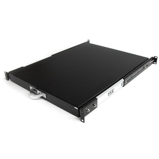 StarTech1U Sliding Server Rack Mount Keyboard Shelf Tray, 55lbs (25Kg), 22in (55cm) Deep Steel Pull Out Drawer for 19" AV, Network Equipment Rack