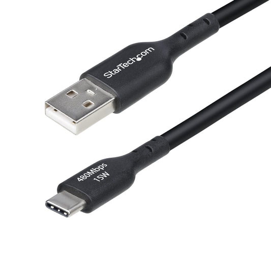 StarTech4m (13ft) USB-A to USB-C Charging Cable, Charge & Sync, 3A, USB 2.0, TPE Jacket - Black USB Charging Cord