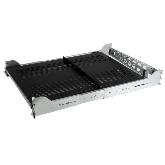 StarTech2U Vented Sliding Server Rack Shelf w/ Cable Management Arm - 27.6 to 31.6in Adjustable Mounting Depth - 125lb - 19‚Äù Server Tray Shelf for Equipment Rack - 24in Deep