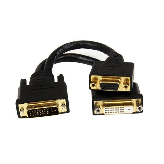 StarTechWyse Compatible DVI Splitter Cable - DVI-I to DVI-D and VGA - M/F - 8 in.