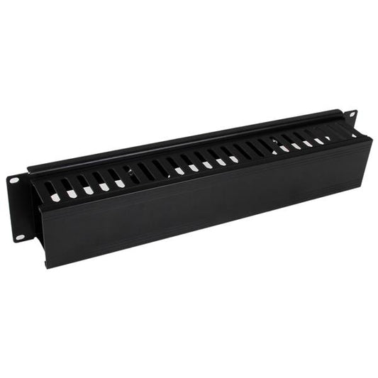 StarTechHorizontal 2U Server Rack Cable Management Finger Duct w/ Cover - 19" Network Rack Wire Duct Raceway Panel - Slotted Wire Duct