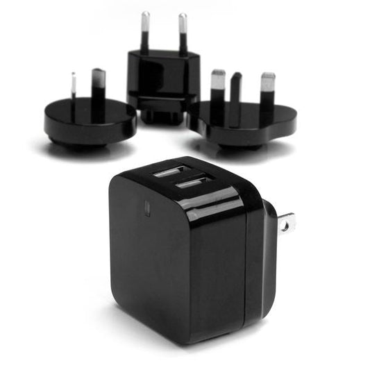 StarTechDual-port USB wall charger - international travel - 17W/3.4A - black