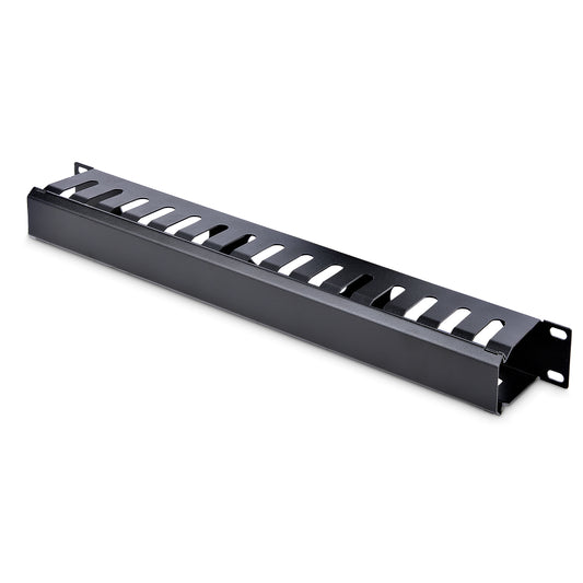 StarTechHorizontal 1U Server Rack Cable Management Finger Duct w/ Cover - 19" Network Rack Wire Duct Raceway Panel - Slotted Wire Duct