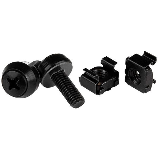 StarTechM6 x 12mm - Screws and Cage Nuts - 50 Pack, Black
