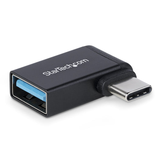 StarTechRight Angled USB-C to USB-A Adapter, USB 5Gbps, Compact USB-C Male to USB-A Female Adapter, Metal Housing, M/F