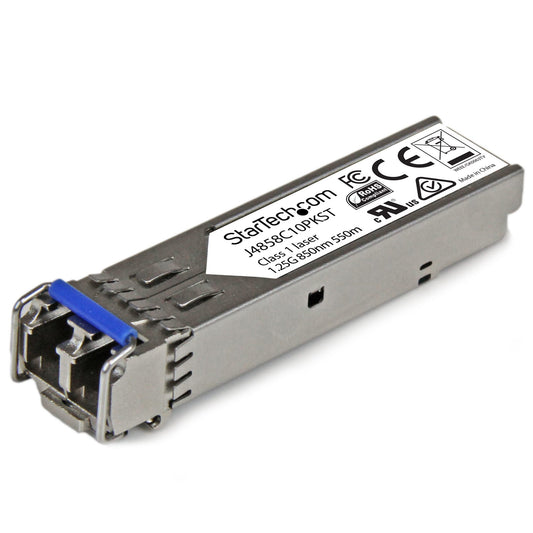 StarTech HP J4858C Compatible SFP Transceiver Module - 1000BASE-SX- 10 Pack~10 pack HPE J4858C Compatible SFP Module - 1000BASE-SX - 1GbE Multi Mode Fiber Optic Transceiver - 1GE Gigabit Ethernet SFP - LC 550m - 850nm - DDM HPE 1400, 1700, 1820
