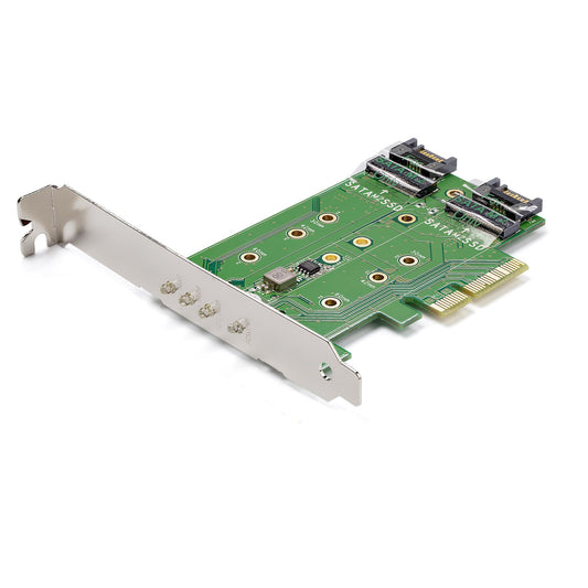 StarTech 3-Port M.2 SSD (NGFF) Adapter Card - 1 x PCIe (NVMe) M.2, 2 x SATA III M.2 - PCIe 3.0