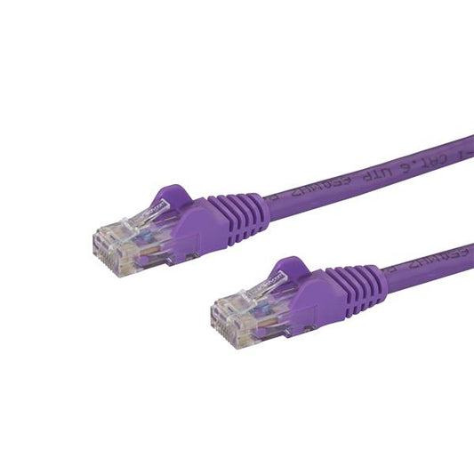 StarTech5m CAT6 Ethernet Cable - Purple CAT 6 Gigabit Ethernet Wire -650MHz 100W PoE RJ45 UTP Network/Patch Cord Snagless w/Strain Relief Fluke Tested/Wiring is UL Certified/TIA