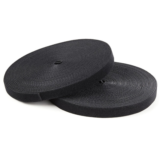 StarTech 25ft Hook and Loop Roll - Cut-to-Size Reusable Cable Ties - Bulk Industrial Wire Fastener Tape /Adjustable Fabric Wraps Black / Resuable Self Gripping Cable Management Straps