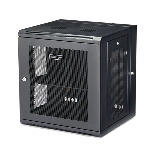 StarTech4-Post 12U Wall Mount Network Cabinet with 1U Shelf, 19" Hinged Wall-Mounted Server Rack for Data / AV / Electronics / Computer Equipment, Flexible Vented Rack Enclosure
