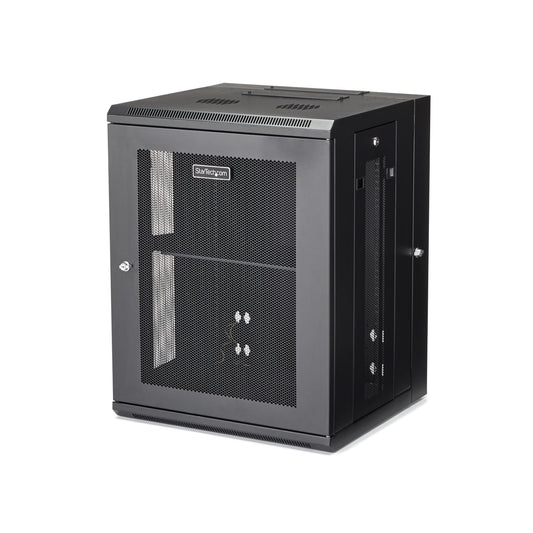 StarTech4-Post 15U Wall Mount Network Cabinet with 1U Shelf, 19" Hinged Wall-Mounted Server Rack for Data / AV / Electronics / Computer Equipment, Flexible Vented Rack Enclosure