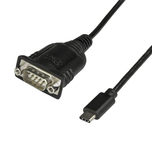 StarTech USB C to Serial Adapter Cable with COM Port Retention - 16" (40cm) USB Type C to RS232 (DB9) Serial Converter Cable - For PLCs, Scanners, Printers - Windows/Mac/Linux