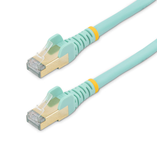 StarTech5m CAT6a Ethernet Cable - 10 Gigabit Shielded Snagless RJ45 100W PoE Patch Cord - 10GbE STP Network Cable w/Strain Relief - Aqua Fluke Tested/Wiring is UL Certified/TIA