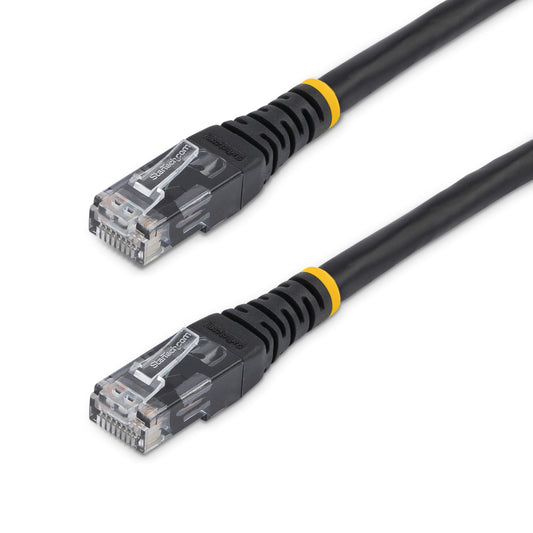 StarTech15ft CAT6 Ethernet Cable - Black CAT 6 Gigabit Ethernet Wire -650MHz 100W PoE RJ45 UTP Molded Network/Patch Cord w/Strain Relief/Fluke Tested/Wiring is UL Certified/TIA