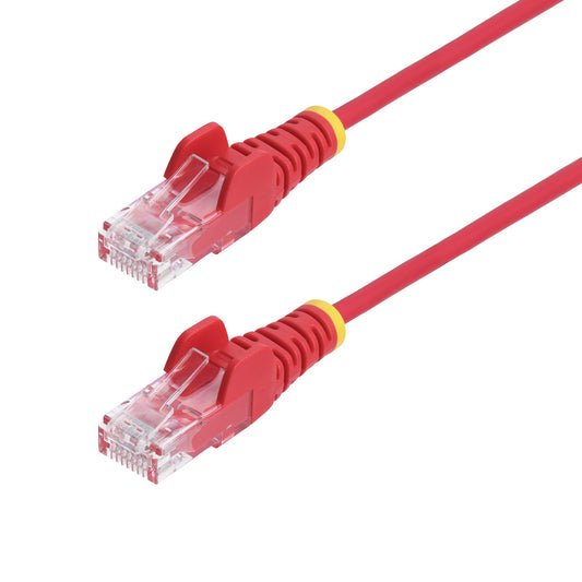 StarTech1m Red Slim CAT6 Ethernet Cable, Snagless, 100W PoE, UTP, LSZH, 28AWG Pure Bare Copper Wire, Slim RJ45 Network Patch Cord w/Strain Reliefs, Fluke Tested