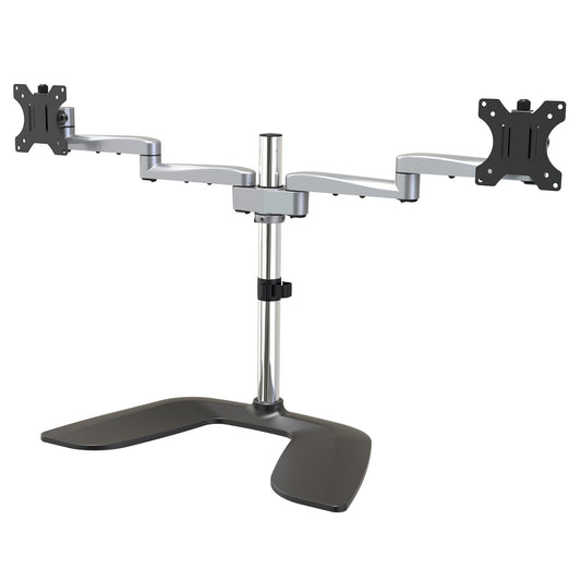 StarTech Dual Monitor Stand - Ergonomic Desktop Monitor Stand for up to 32" VESA Displays - Free-Standing Articulating Universal Computer Monitor Mount - Adjustable Height - Silver