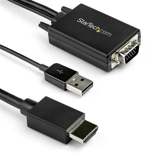 StarTech 2m VGA to HDMI Converter Cable with USB Audio Support & Power - Analog to Digital Video Adapter Cable to connect a VGA PC to HDMI Display - 1080p Male to Male Monitor Cable