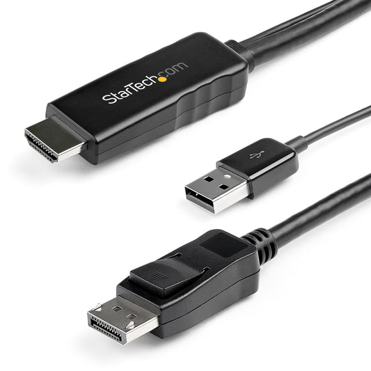 StarTech 2m (6ft) HDMI to DisplayPort Cable 4K 30Hz - Active HDMI 1.4 to DP 1.2 Adapter Converter Cable with Audio - USB Powered - Mac & Windows - HDMI Laptop to DP Monitor - Male/Male