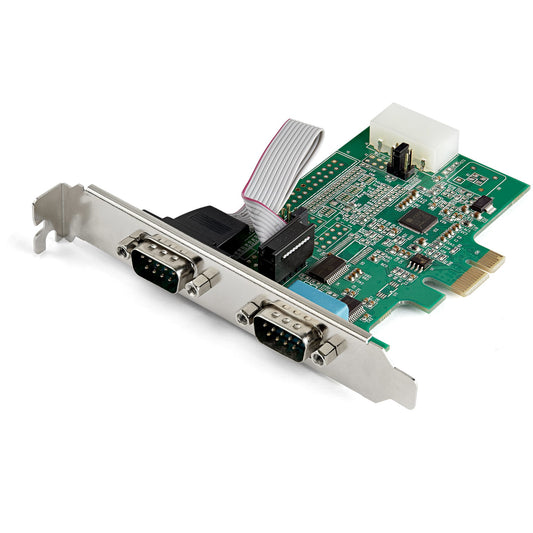 StarTech 2-port PCI Express RS232 Serial Adapter Card - PCIe RS232 Serial Host Controller Card - PCIe to Dual Serial DB9 Card - 16950 UART - Expansion Card - Windows & Linux