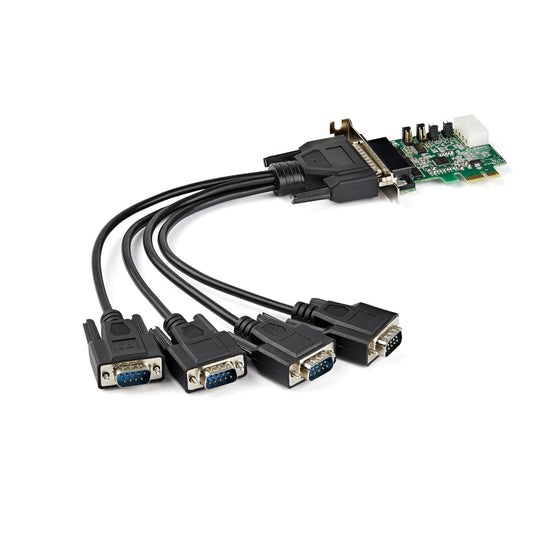 StarTech 4-port PCI Express RS232 Serial Adapter Card - PCIe RS232 Serial Host Controller Card - PCIe to Serial DB9 - 16950 UART - Low Profile Expansion Card - Windows/Linux - TAA