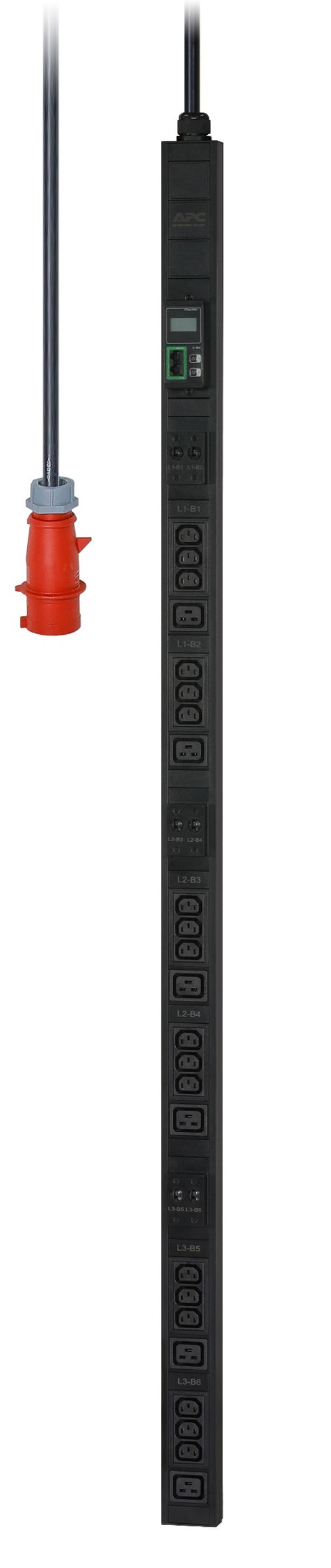 APC Easy Rack PDU, Metered, 0U, 3 Phase, 22kW, 230V, 32A, 18 x C13 and 6 x C19 outlets, IEC60309 3P+N+PE inlet