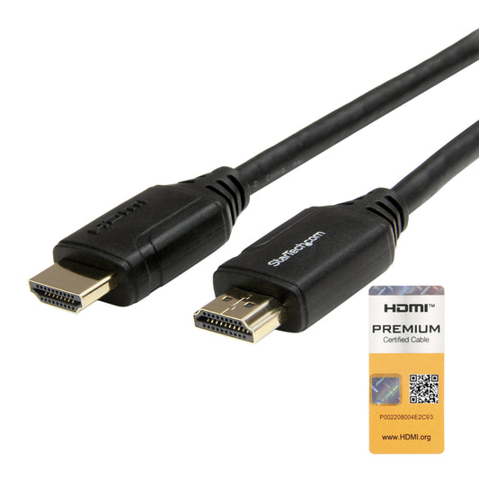 StarTech 3ft (1m) Premium Certified HDMI 2.0 Cable with Ethernet - High Speed Ultra HD 4K 60Hz HDMI Cable HDR10 - HDMI Cord (Male/Male Connectors) - For UHD Monitors, TVs, Displays