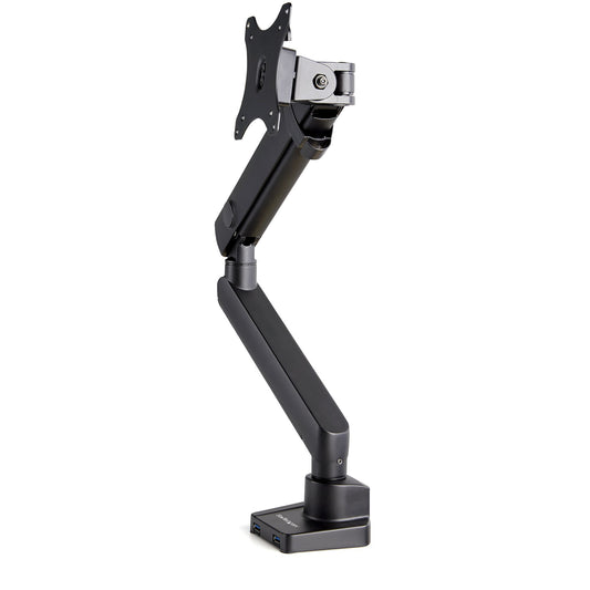 StarTech Desk Mount Monitor Arm with 2x USB 3.0 ports, Slim Full Motion Single Monitor Mount, up to 34" (17.6lb/8kg) VESA Display, Clamp/Grommet Mount, Mechanical Spring